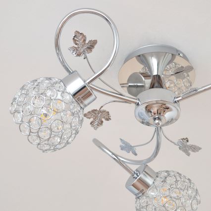 Loftlampe SOPHIA 3xE27/15W/230V skinnende krom/transparent