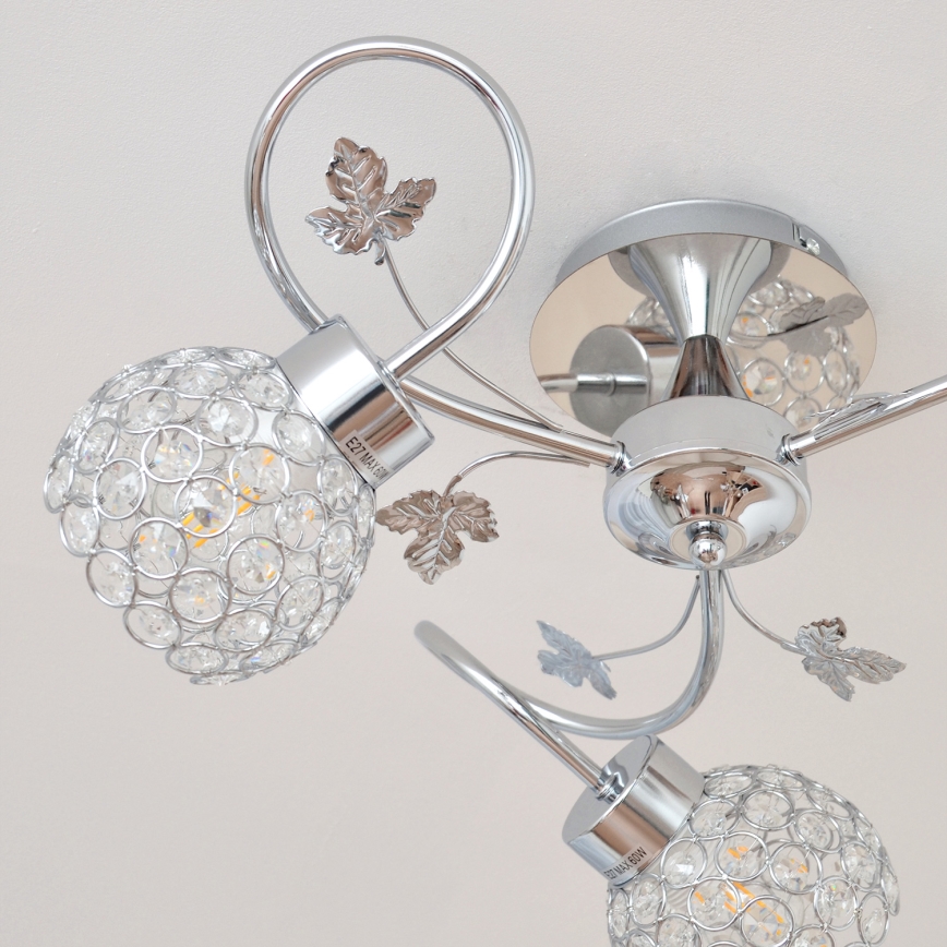 Loftlampe SOPHIA 3xE27/15W/230V skinnende krom/transparent