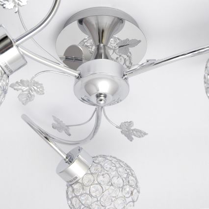 Loftlampe SOPHIA 3xE27/15W/230V skinnende krom/transparent