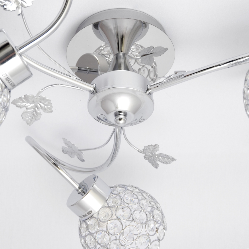 Loftlampe SOPHIA 3xE27/15W/230V skinnende krom/transparent