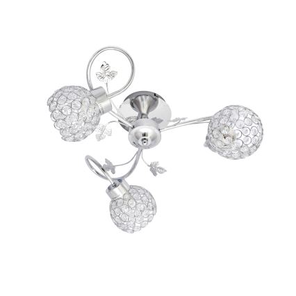 Loftlampe SOPHIA 3xE27/15W/230V skinnende krom/transparent
