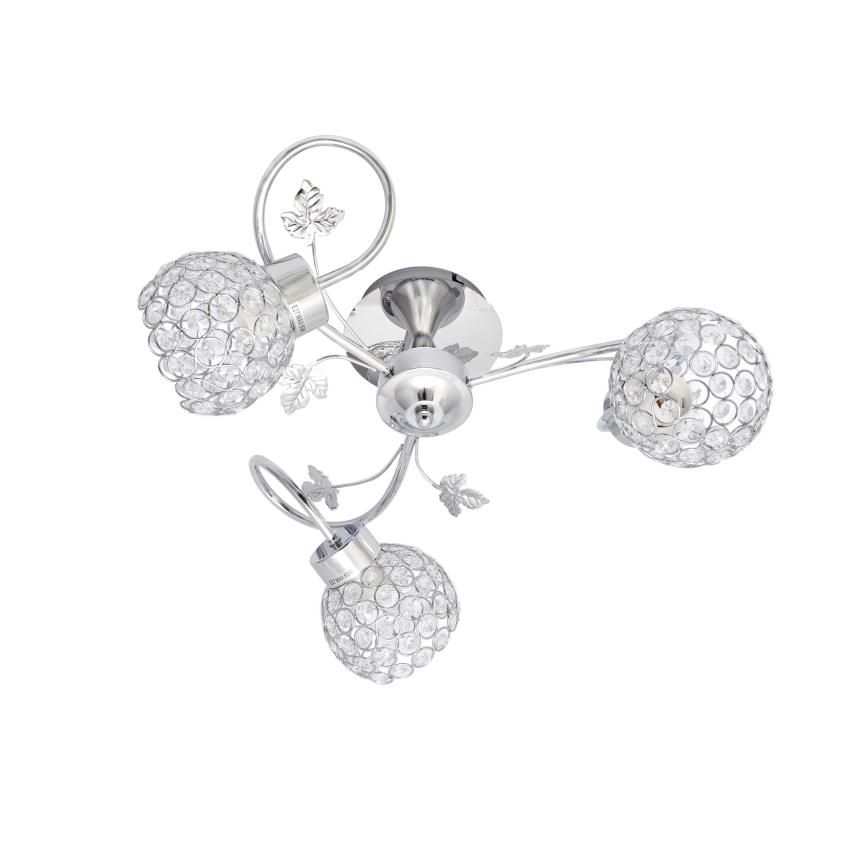 Loftlampe SOPHIA 3xE27/15W/230V skinnende krom/transparent