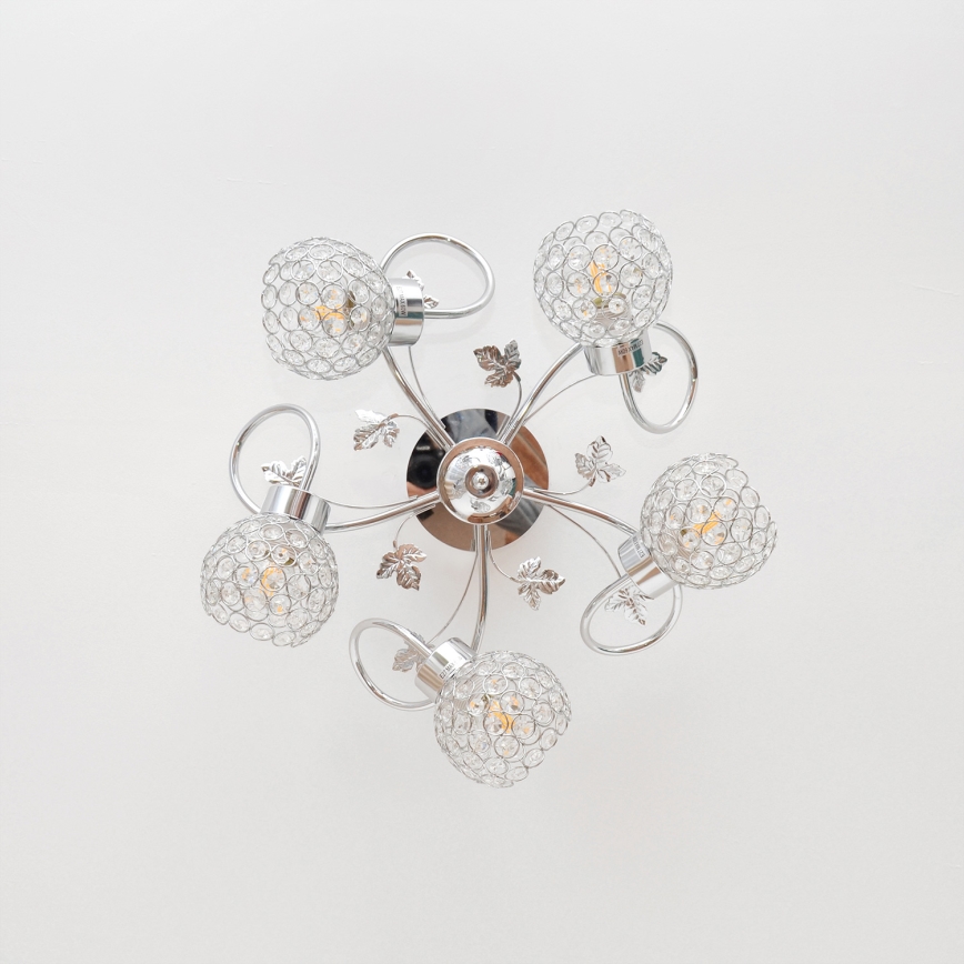 Loftlampe SOPHIA 5xE27/15W/230V skinnende krom/transparent