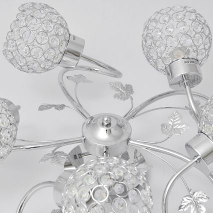 Loftlampe SOPHIA 5xE27/15W/230V skinnende krom/transparent