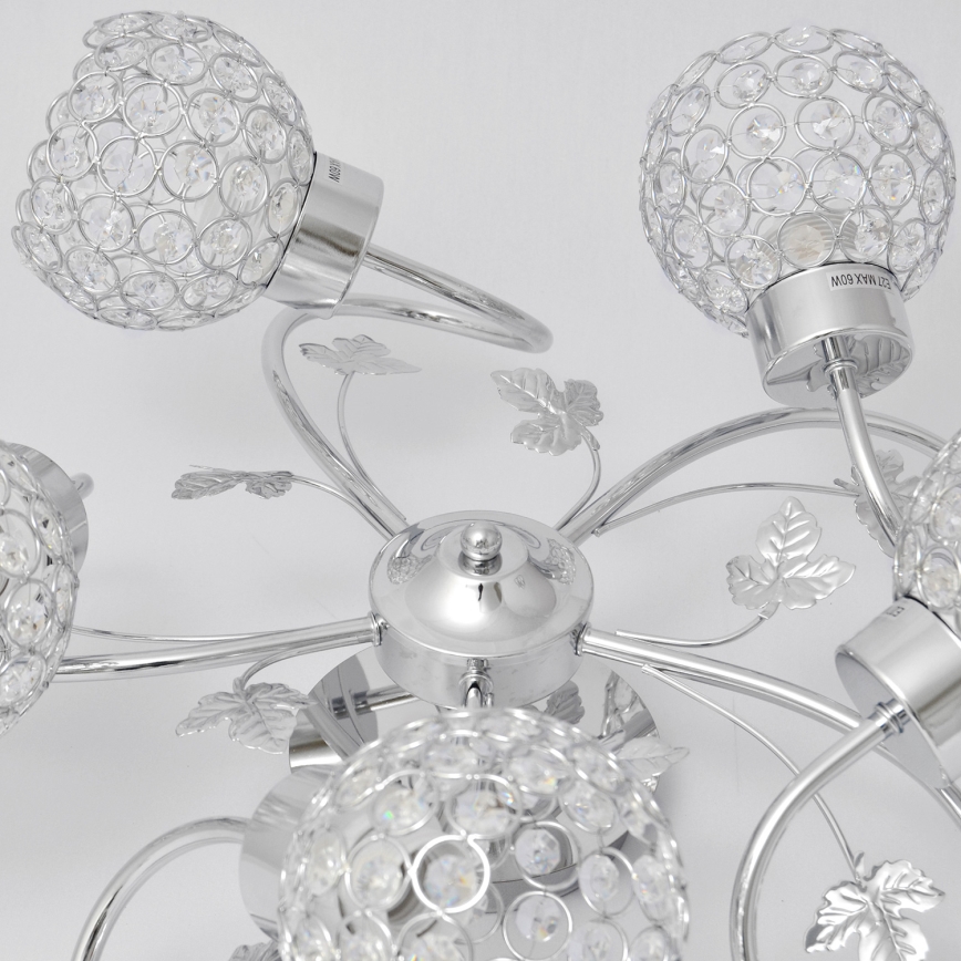 Loftlampe SOPHIA 5xE27/15W/230V skinnende krom/transparent