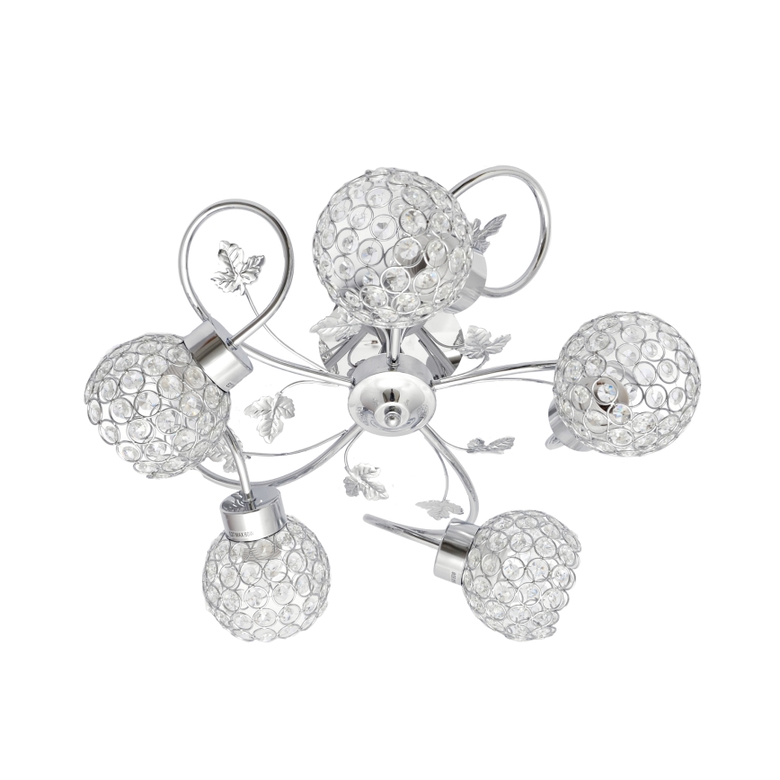 Loftlampe SOPHIA 5xE27/15W/230V skinnende krom/transparent