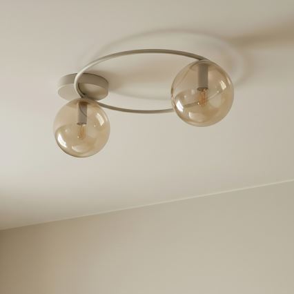 Loftlampe SOPRA 2xE14/10W/230V beige/røget beige