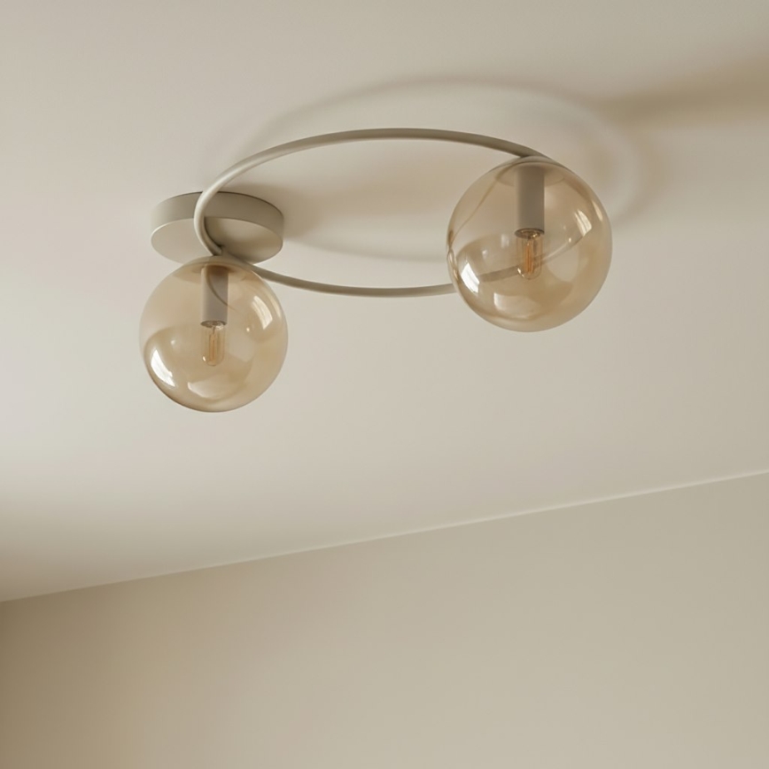 Loftlampe SOPRA 2xE14/10W/230V beige/røget beige