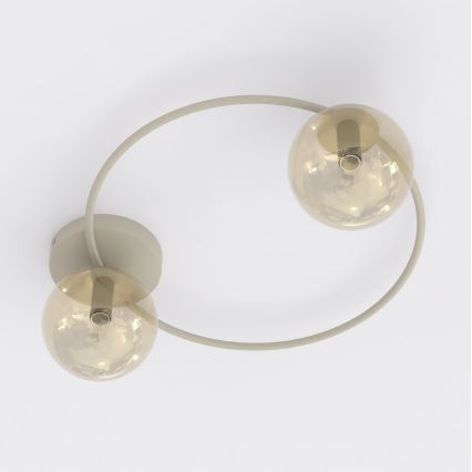 Loftlampe SOPRA 2xE14/10W/230V beige/røget beige