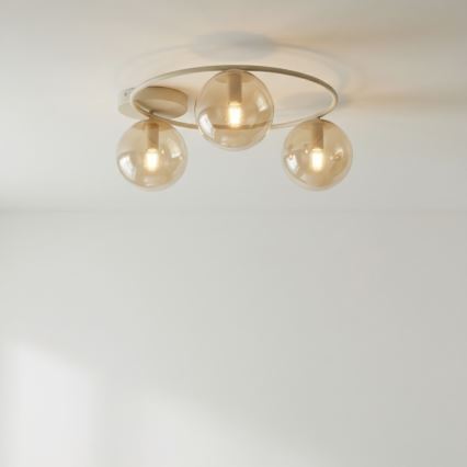 Loftlampe SOPRA 3xE14/10W/230V beige/røget beige