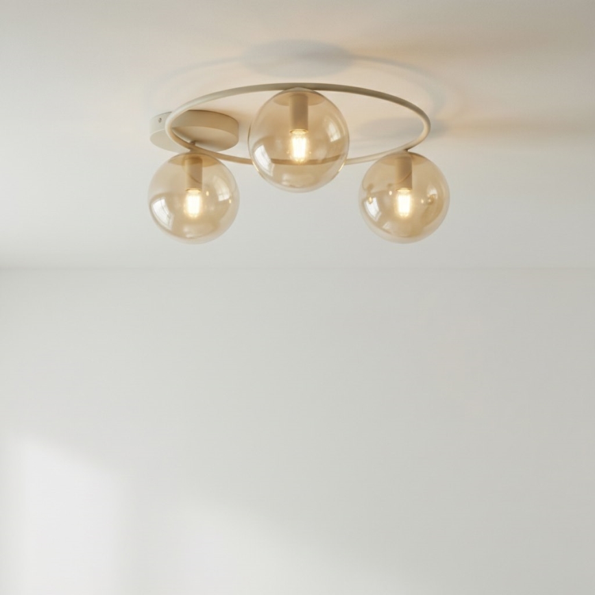 Loftlampe SOPRA 3xE14/10W/230V beige/røget beige