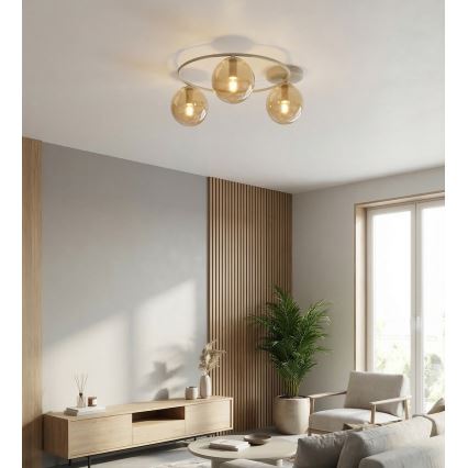 Loftlampe SOPRA 3xE14/10W/230V beige/røget beige