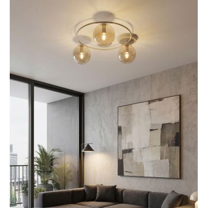 Loftlampe SOPRA 3xE14/10W/230V beige/røget beige
