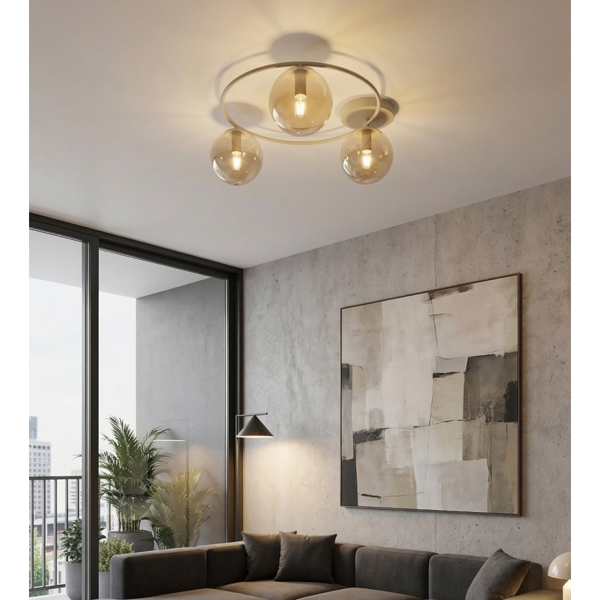 Loftlampe SOPRA 3xE14/10W/230V beige/røget beige