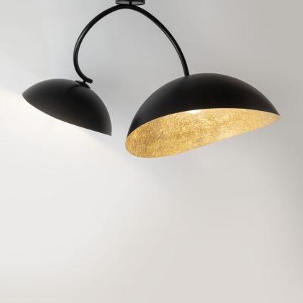 Loftlampe på stang SPACE 2xE27/60W/230V sort/guld
