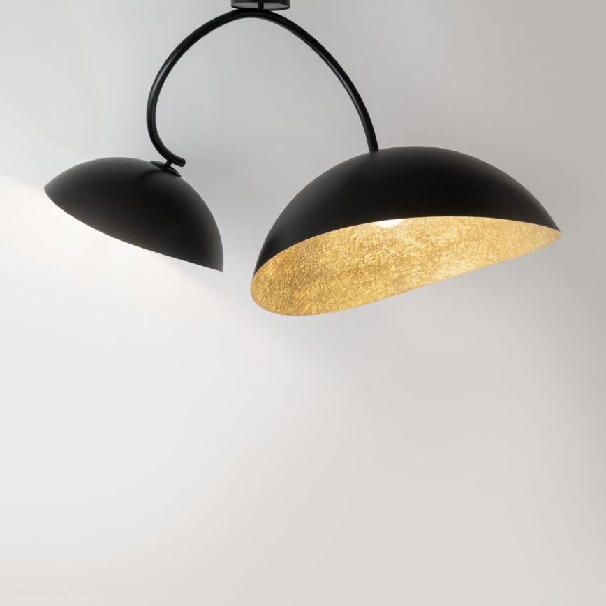 Loftlampe på stang SPACE 2xE27/60W/230V sort/guld