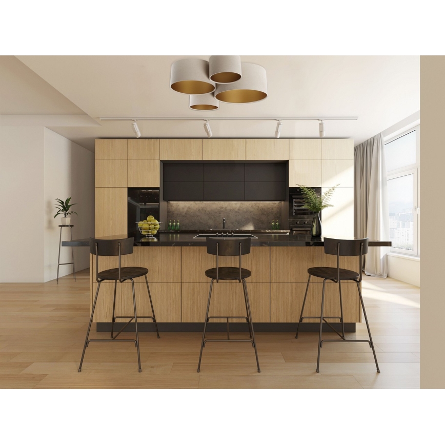 Loftlampe SPACE 4xE27/60W/230V beige/guldfarvet