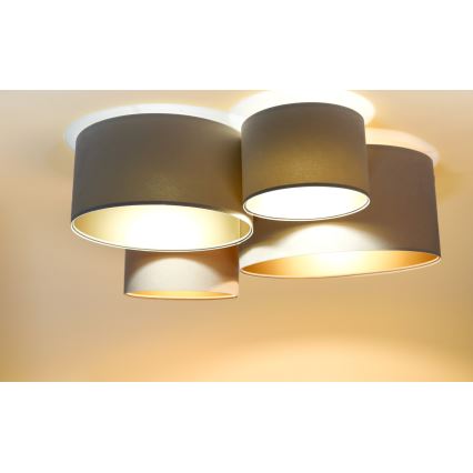 Loftlampe SPACE 4xE27/60W/230V beige/guldfarvet