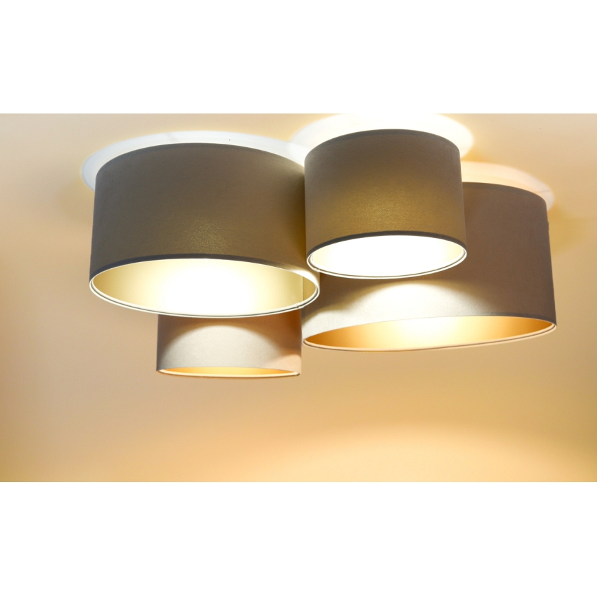 Loftlampe SPACE 4xE27/60W/230V beige/guldfarvet