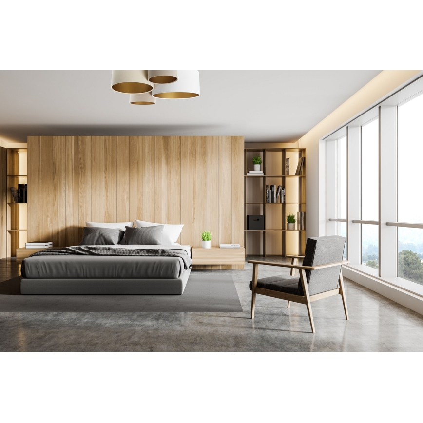 Loftlampe SPACE 4xE27/60W/230V beige/hvid/guldfarvet