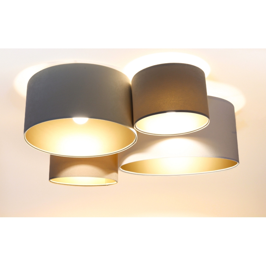 Loftlampe SPACE 4xE27/60W/230V beige/hvid/guldfarvet