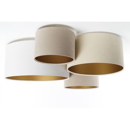 Loftlampe SPACE 4xE27/60W/230V beige/hvid/guldfarvet