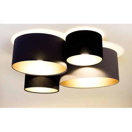 Loftlampe SPACE 4xE27/60W/230V grå/sort/guldfarvet