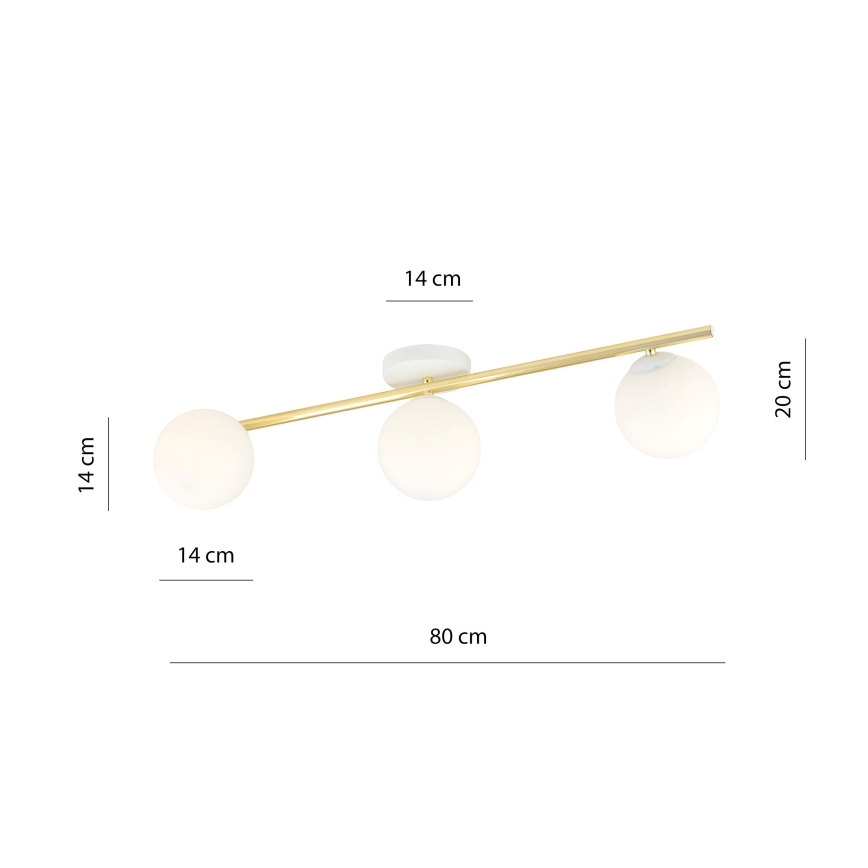 Loftlampe SPLENDI 3xE14/10W/230V hvid/guldfarvet