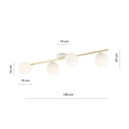 Loftlampe SPLENDI 4xE14/10W/230V hvid/guldfarvet