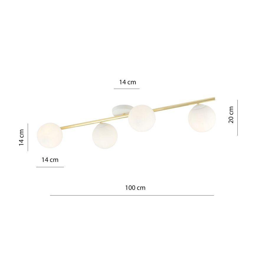 Loftlampe SPLENDI 4xE14/10W/230V hvid/guldfarvet