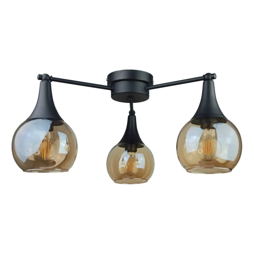Loftlampe STAR 3xE27/60W/230V sort/røget beige