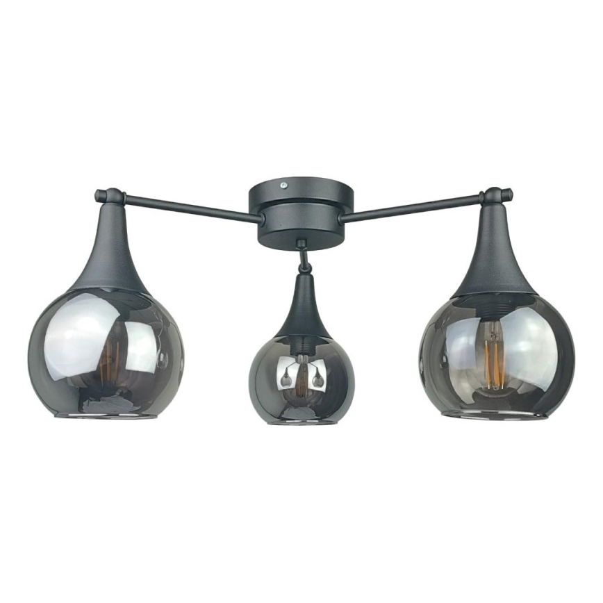 Loftlampe STAR 3xE27/60W/230V sort/røget sort