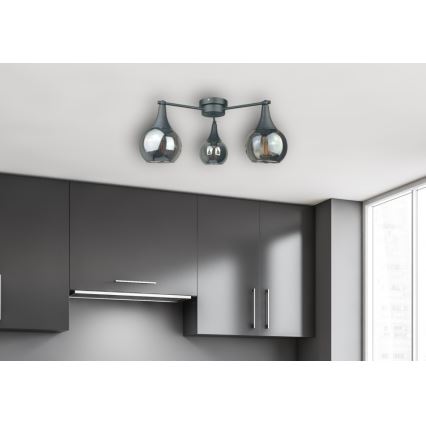 Loftlampe STAR 3xE27/60W/230V sort/røget sort