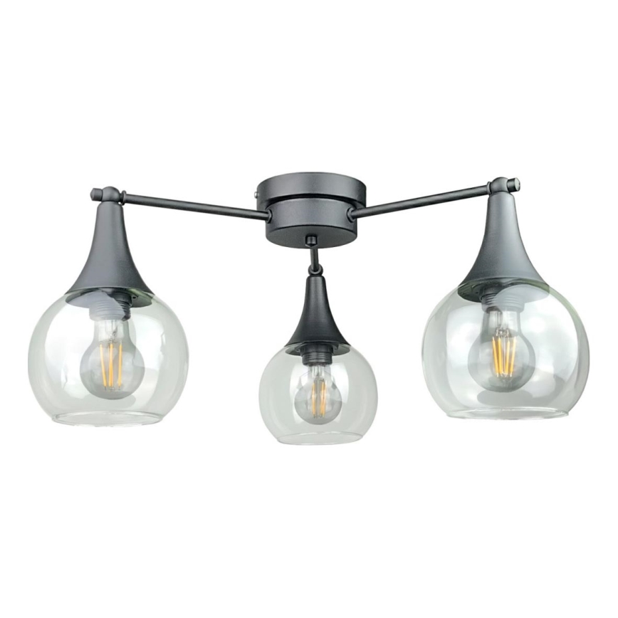 Loftlampe STAR 3xE27/60W/230V sort/transparent