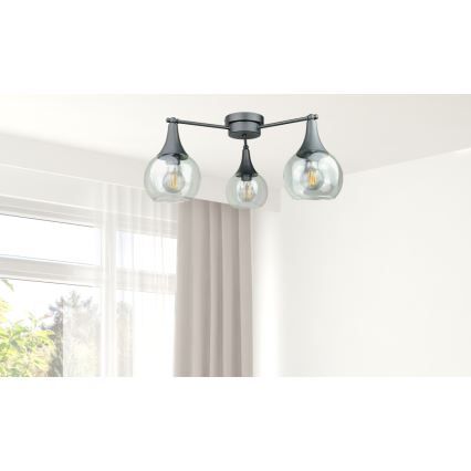 Loftlampe STAR 3xE27/60W/230V sort/transparent