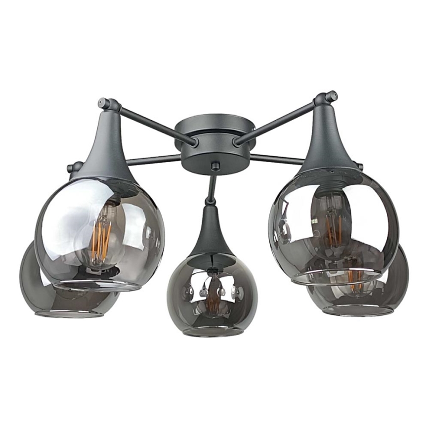 Loftlampe STAR 5xE27/60W/230V sort/røget sort
