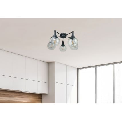Loftlampe STAR 5xE27/60W/230V sort/transparent
