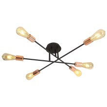 Loftlampe STRAIGHT 6xE27/15W/230V sort/kobber