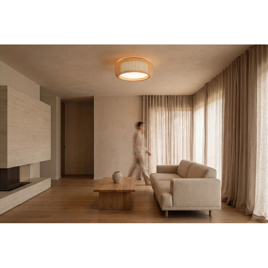 Loftlampe STRIPES 2xE27/40W/230V Ø 55 cm creme/hvid