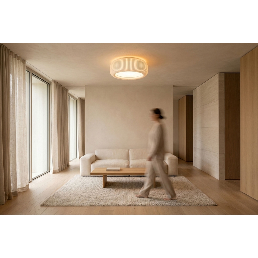 Loftlampe STRIPES 2xE27/40W/230V Ø 55 cm hvid/creme