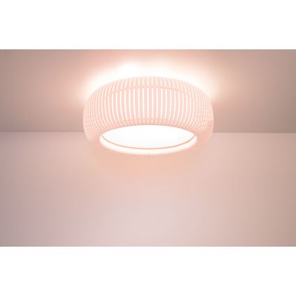 Loftlampe STRIPES 2xE27/40W/230V Ø 55 cm hvid/lyserød