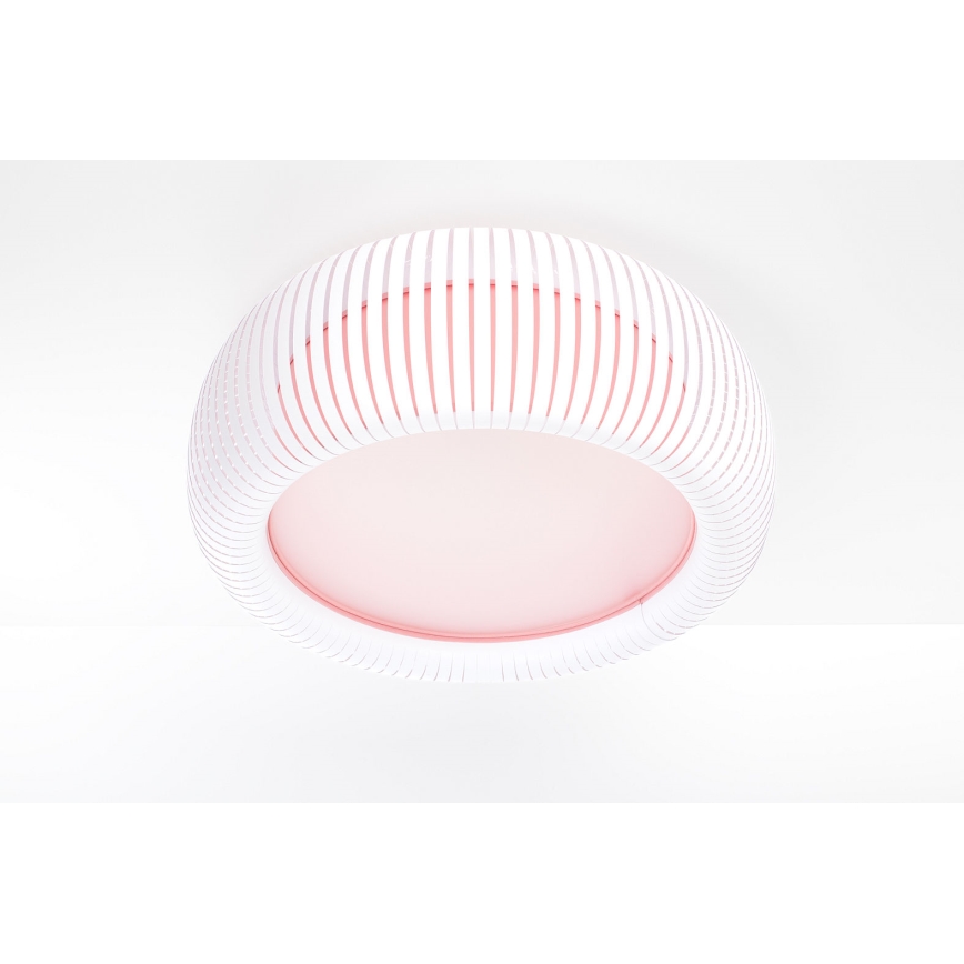 Loftlampe STRIPES 2xE27/40W/230V Ø 55 cm hvid/lyserød