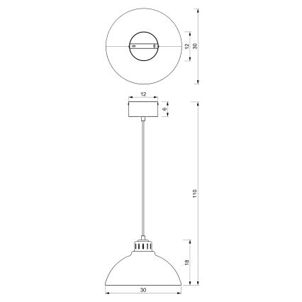 Loftlampe på kabel SVEN 1xE27/15W/230V rød