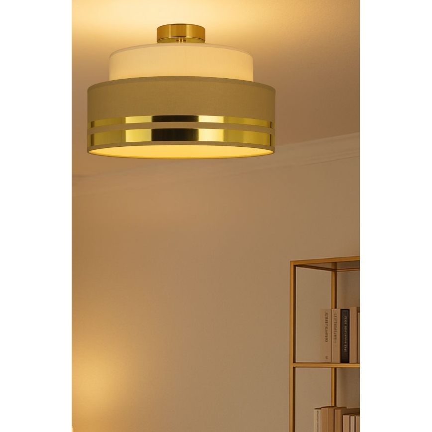 Loftlampe TAMI 1xE27/60W/230V beige/brun/guldfarvet