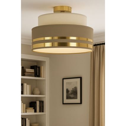 Loftlampe TAMI 1xE27/60W/230V beige/brun/guldfarvet
