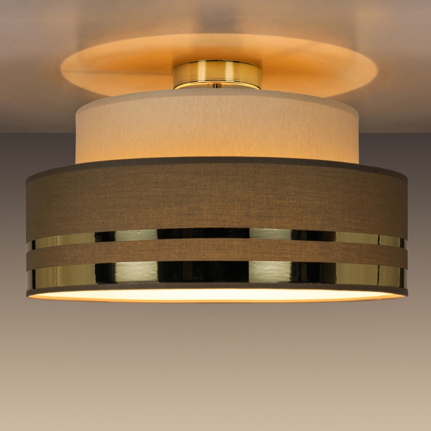 Loftlampe TAMI 1xE27/60W/230V beige/brun/guldfarvet