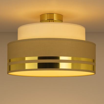 Loftlampe TAMI 1xE27/60W/230V beige/brun/guldfarvet