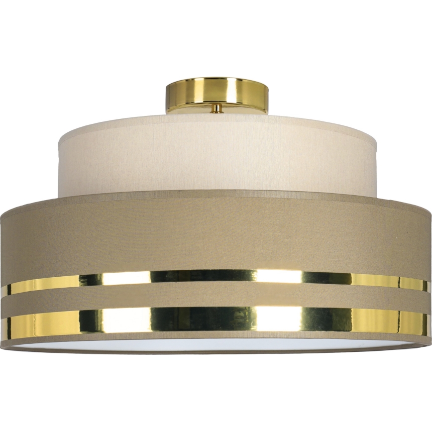 Loftlampe TAMI 1xE27/60W/230V beige/brun/guldfarvet