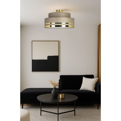 Loftlampe TAMI 1xE27/60W/230V brun/guldfarvet