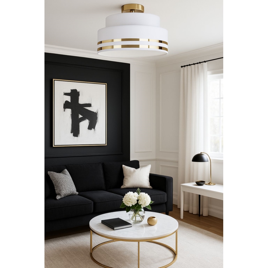 Loftlampe TAMI 1xE27/60W/230V cremefarvet/guldfarvet